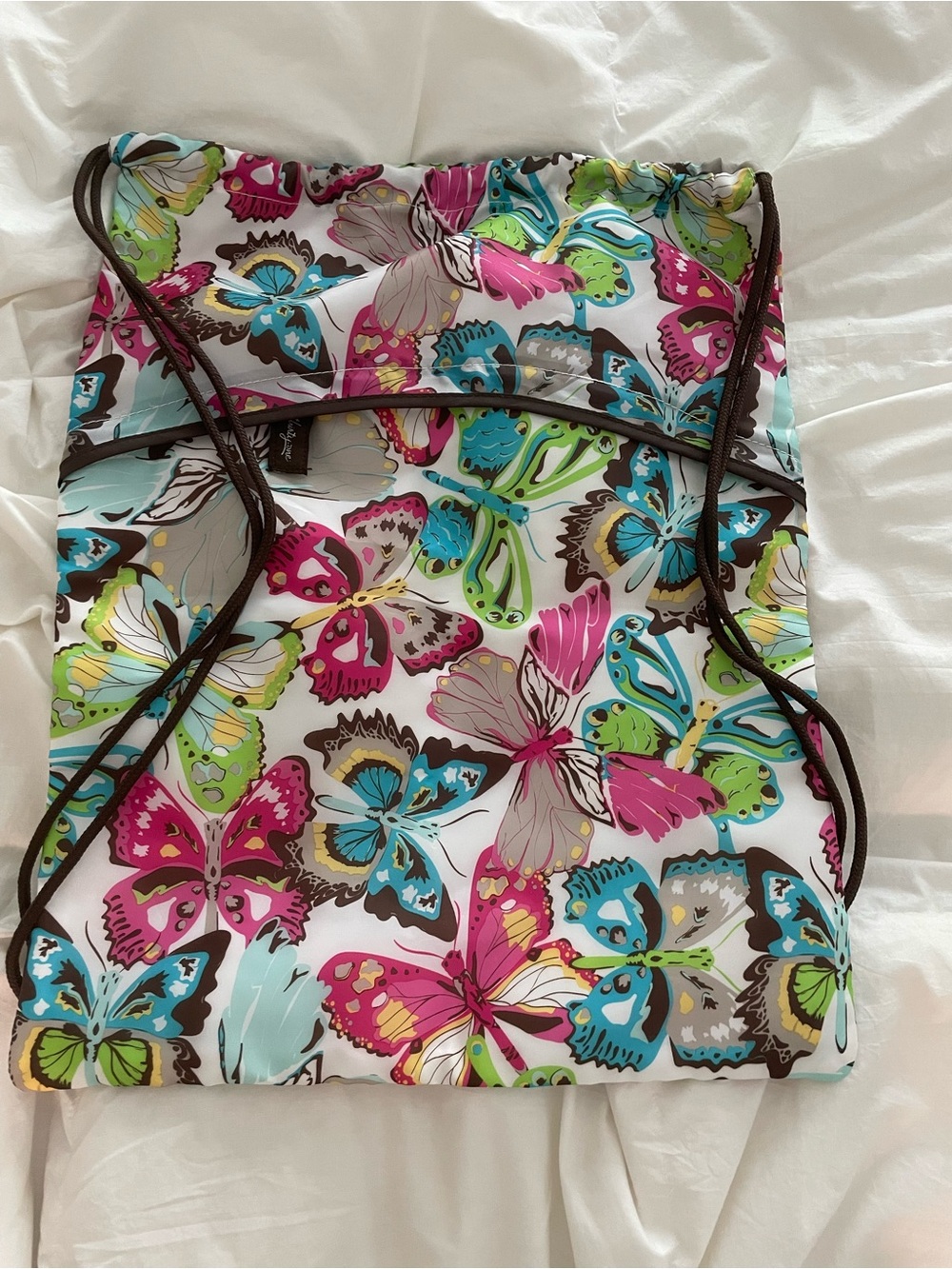 Thirty-One Cinch Backpack Butterfly Print - Pink & Blue - Picture 1 of 4